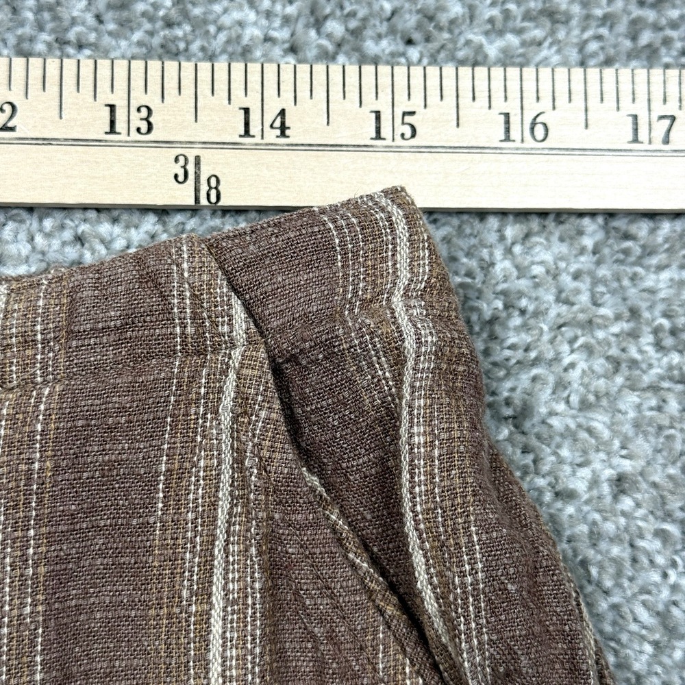 Pendleton Petite Linen Pants Women 12 Brown Striped Relaxed Casual - Picture 3 of 10